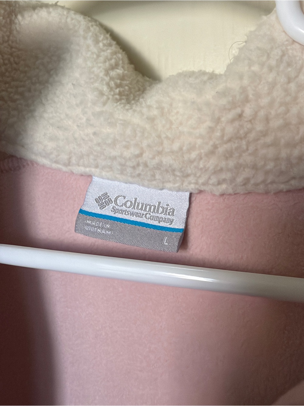 Columbia White & Pink Sherpa Pullover with Chest Pocket Adult L - Picture 2 of 2